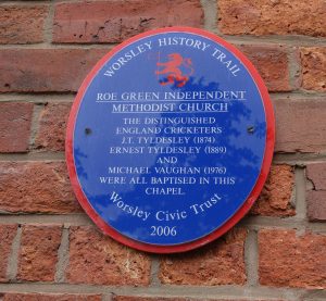 Plaque outside Roe GReen Church