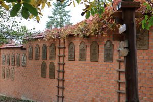 Plaques showing many of the places that refugees from Suchdol travelled to.